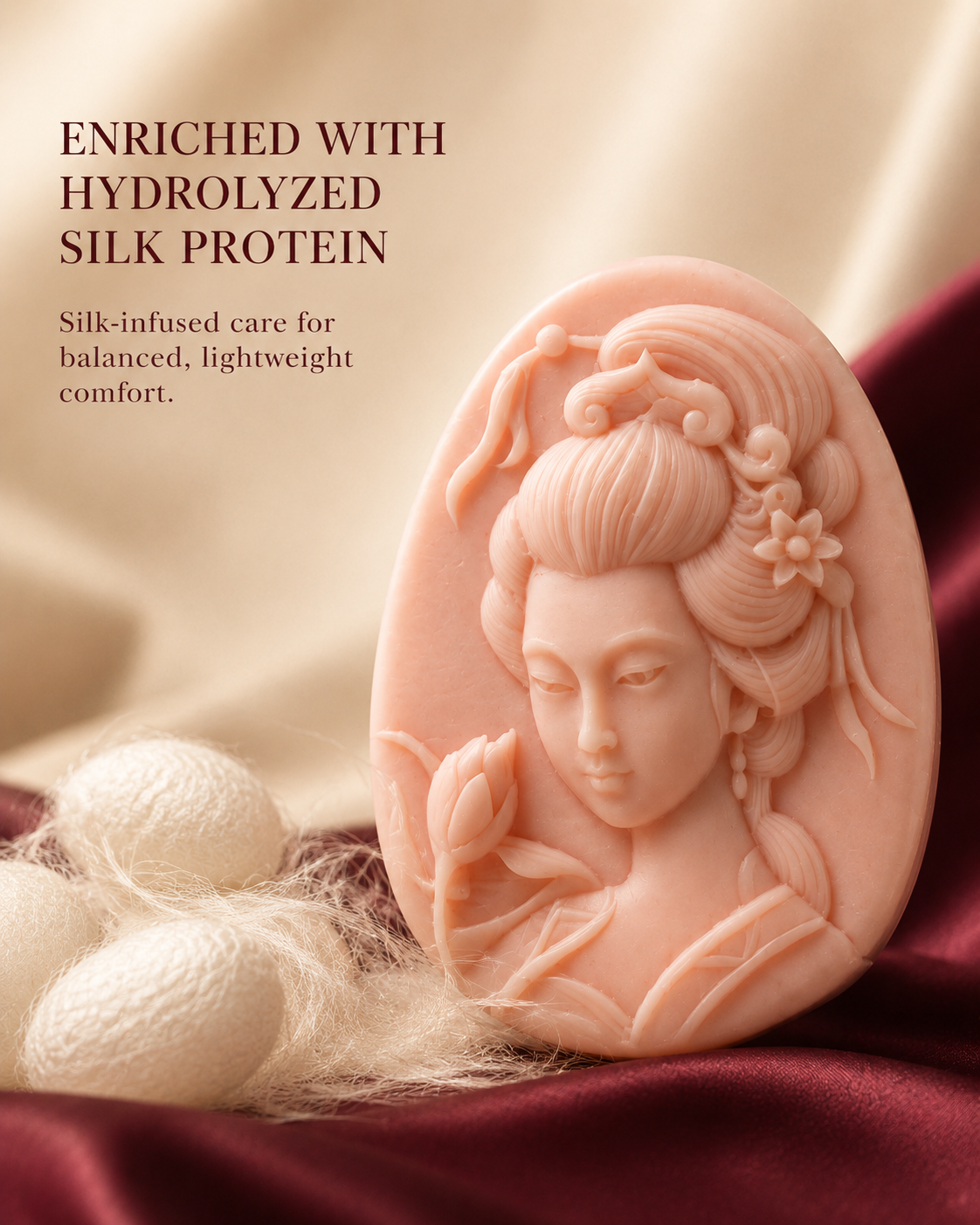 Silk & Herb Noble Lady handcrafted soap bar, styled product photo