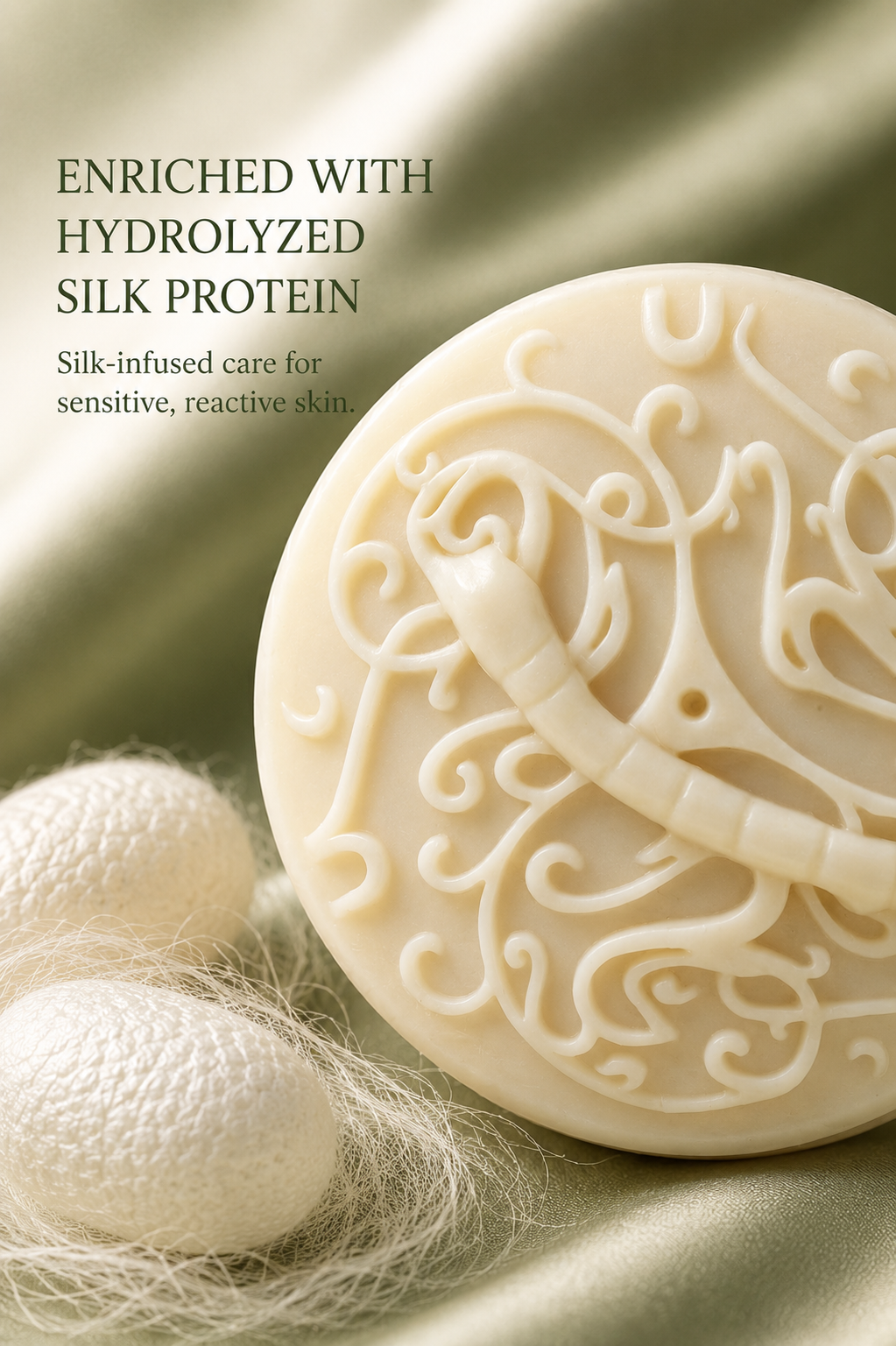 Silk & Herb Peony Dew handcrafted soap bar, styled product photo